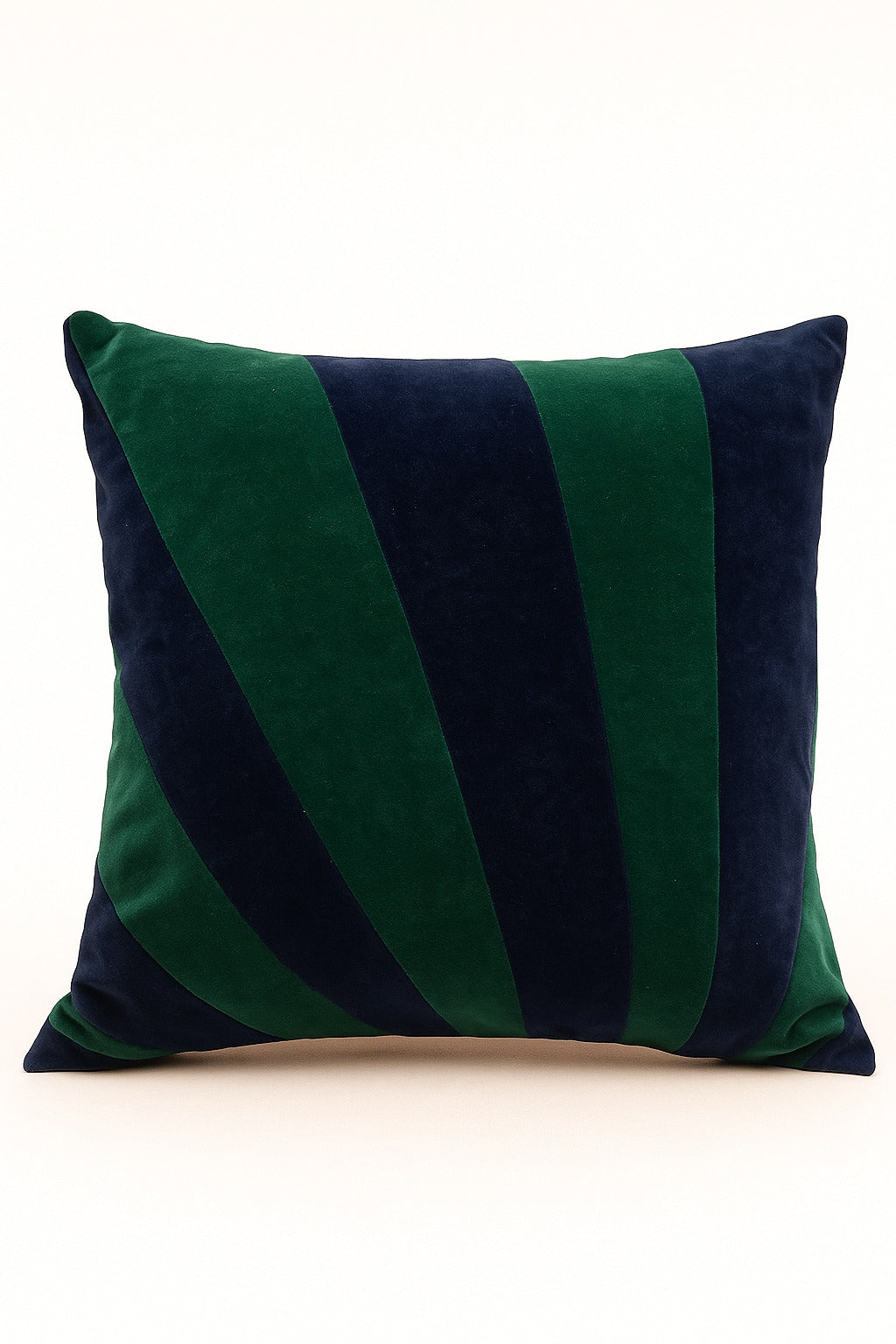 Velvet cushion cover stripe green cotton 18x18 Garud Living