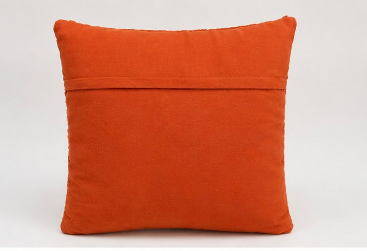 Red embroidered cotton cushion cover motif detail