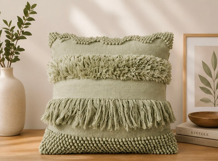 The Woven Spectrum Cushion Cover — Green