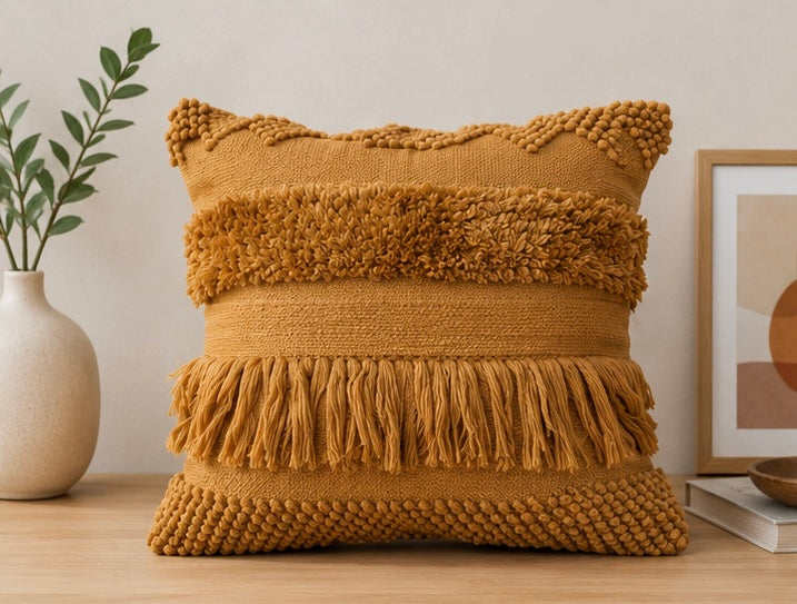 The Woven Spectrum Cushion Cover — Golden Mustard