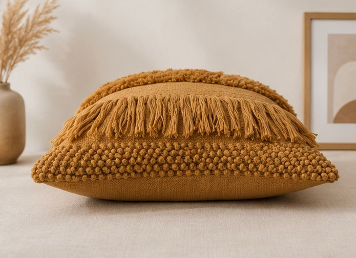 The Woven Spectrum Cushion Cover — Golden Mustard