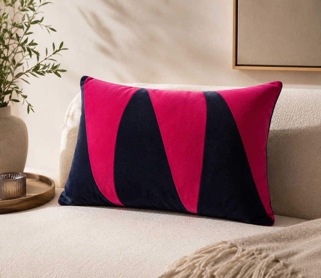 Cut velvet cotton cushion cover pattern in pile detail