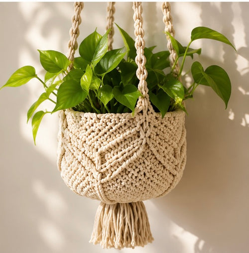 Macrame planter hanging cotton knotted export quality