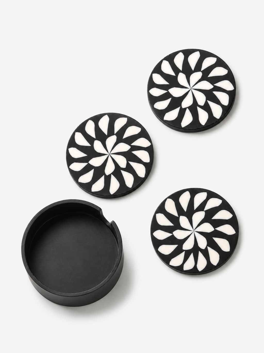 Bone coasters set of 3 top view natural material
