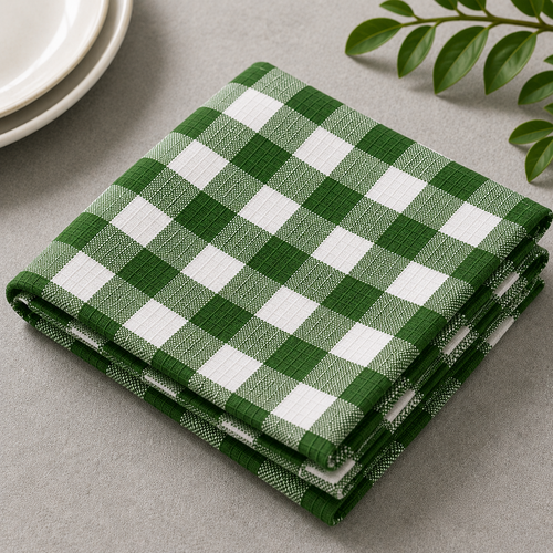 Heritage Gingham Cotton Napkins – Set of 4 (Green)
