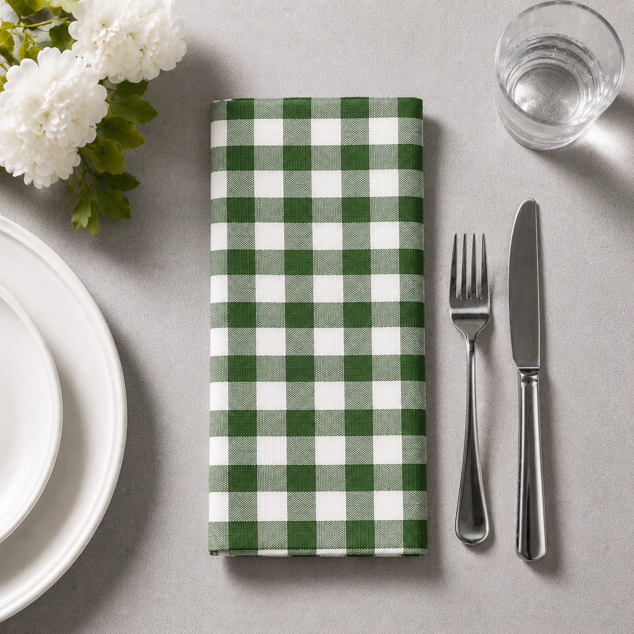 Heritage Gingham Cotton Napkins – Set of 4 (Green)