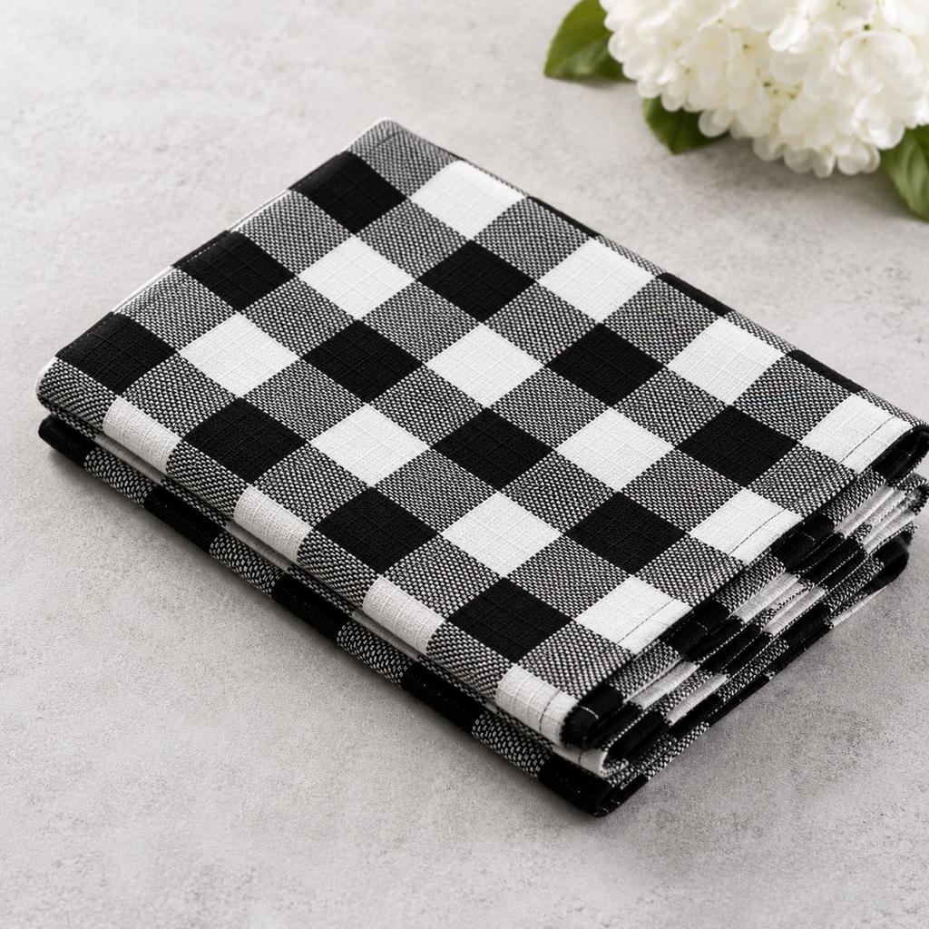 Heritage Gingham Cotton Napkins – Set of 4 (Black)