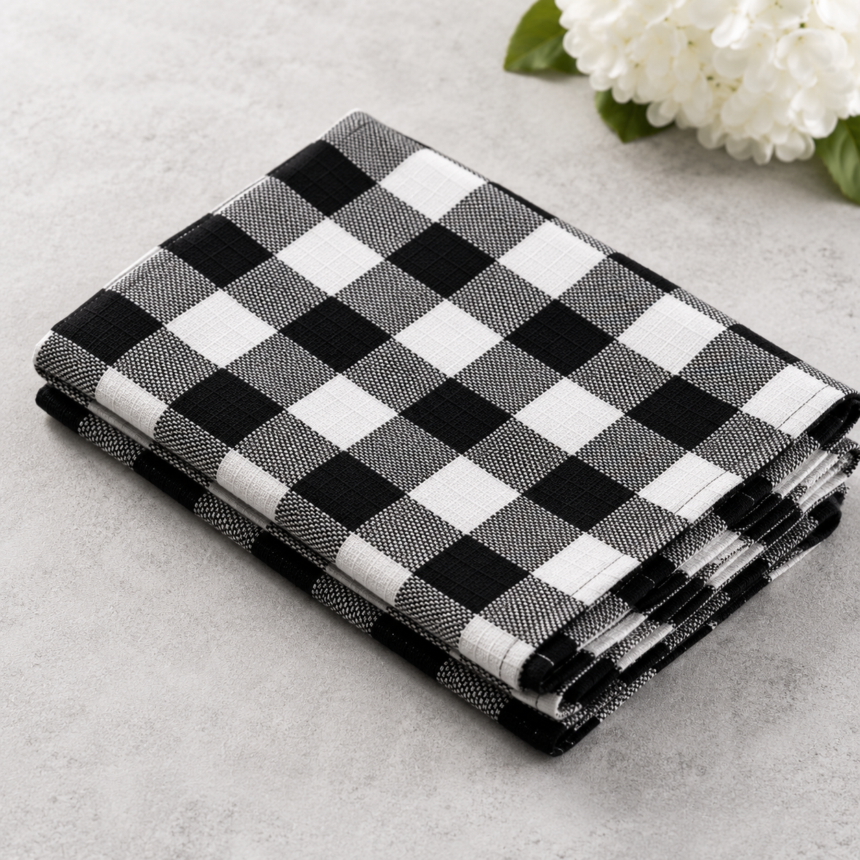 Heritage Gingham Cotton Napkins – Set of 4 (Black)