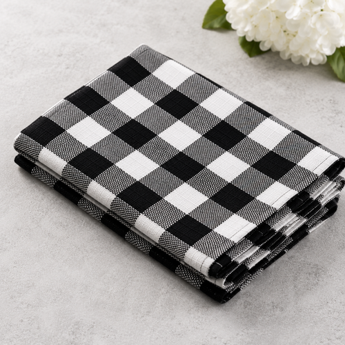 Heritage Gingham Cotton Napkins – Set of 4 (Black)