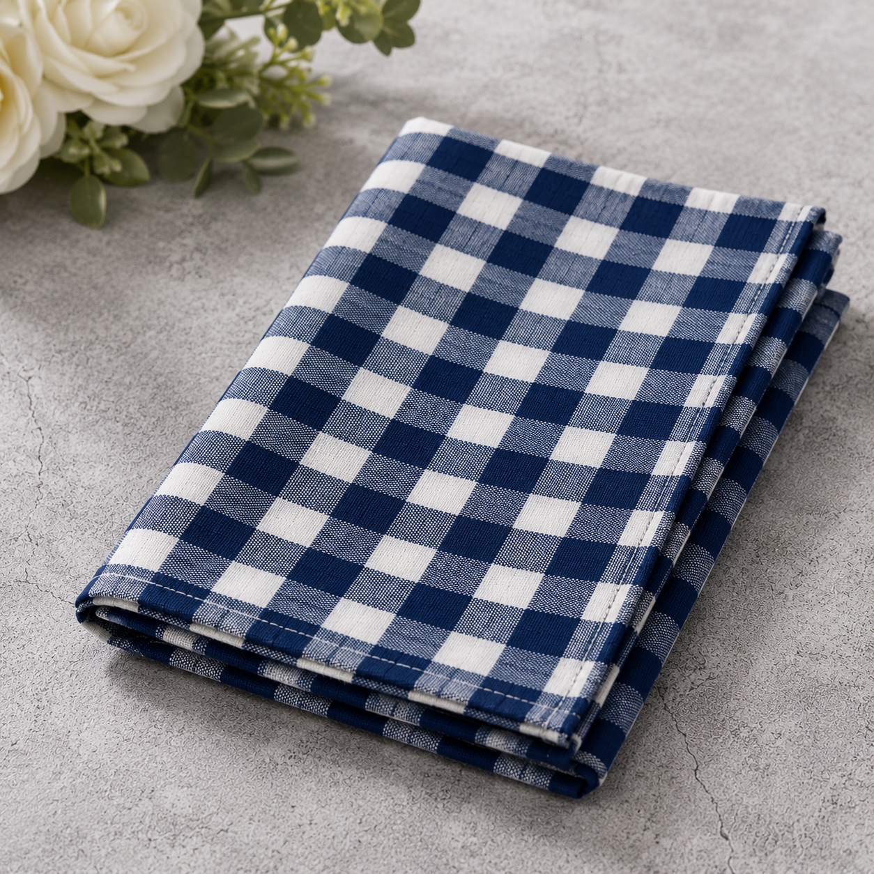 Heritage Gingham Cotton Napkins – Set of 4 (Blue)