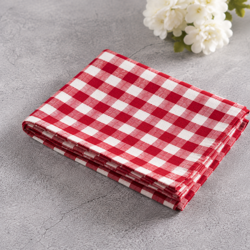Heritage Gingham Cotton Napkins – Set of 4 (Red)