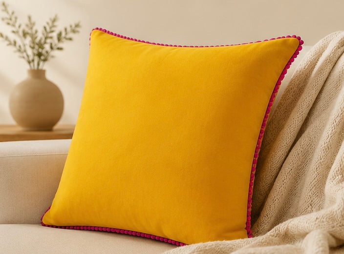 The Velvet Cushion Cover — Sunflower Yellow