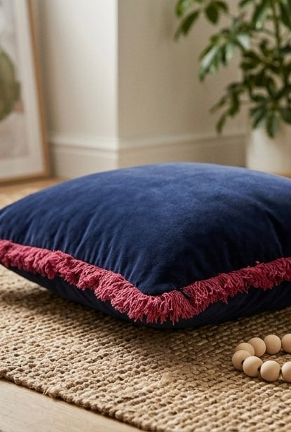 Deep blue velvet cushion cover smooth pile cotton export quality