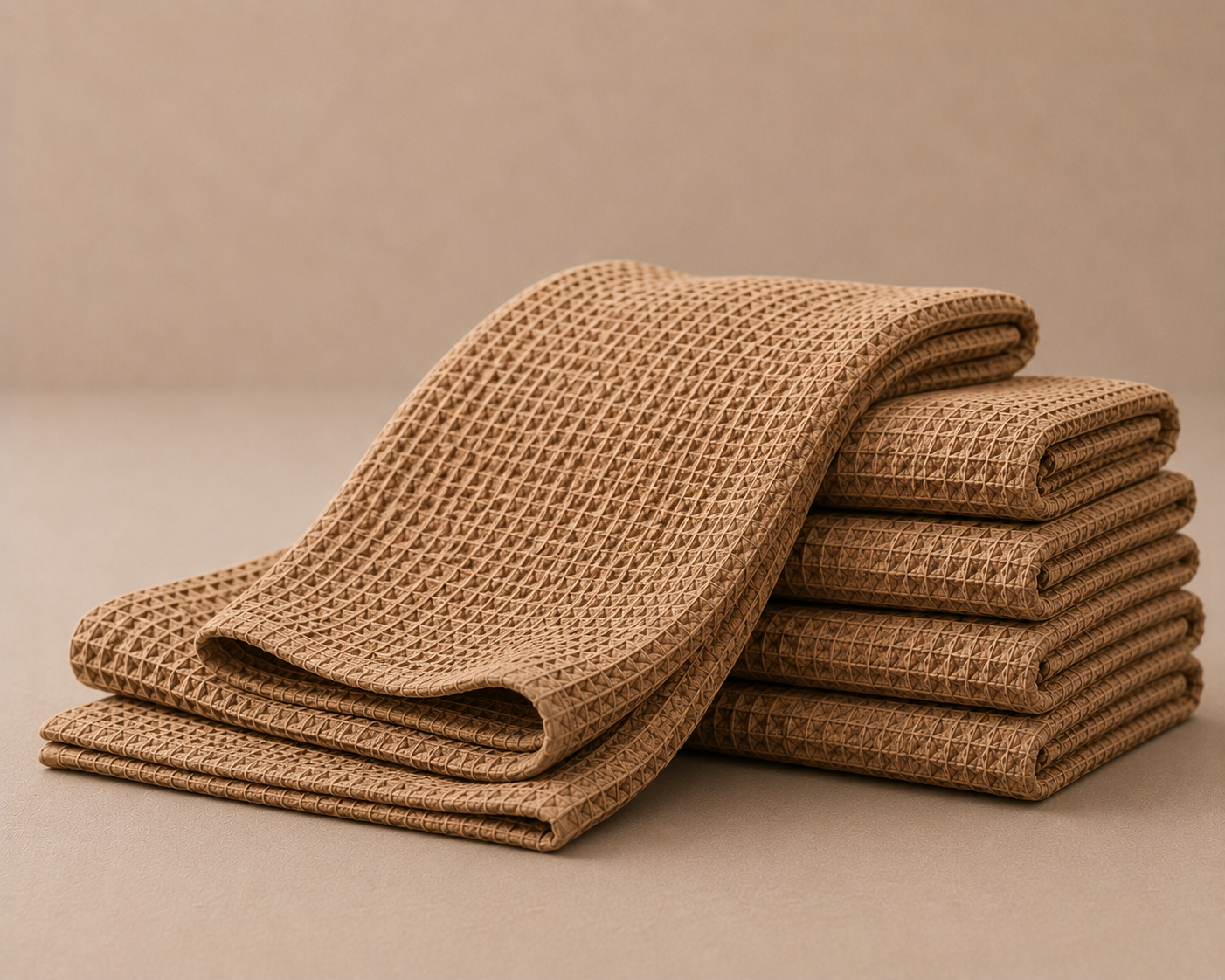 Light Brown Waffle Kitchen Towels