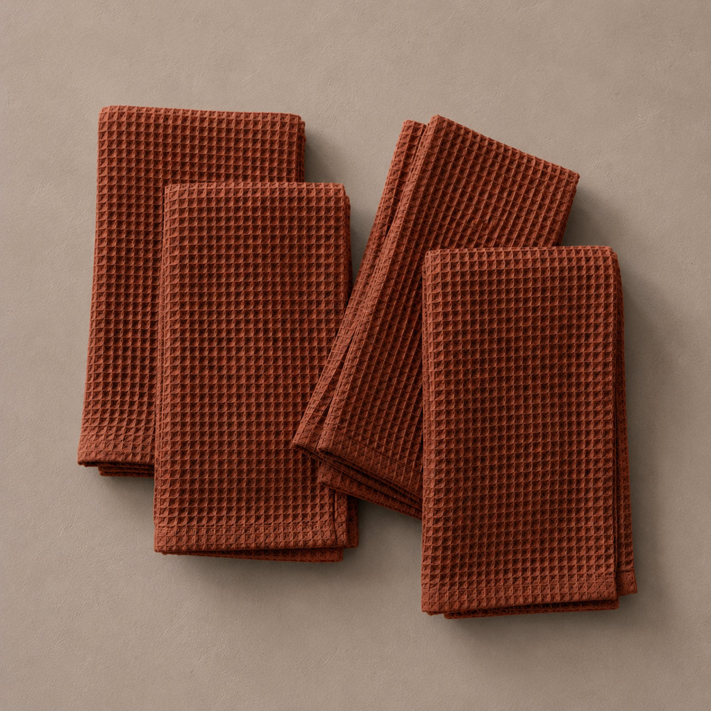 Rust Waffle Kitchen Towels