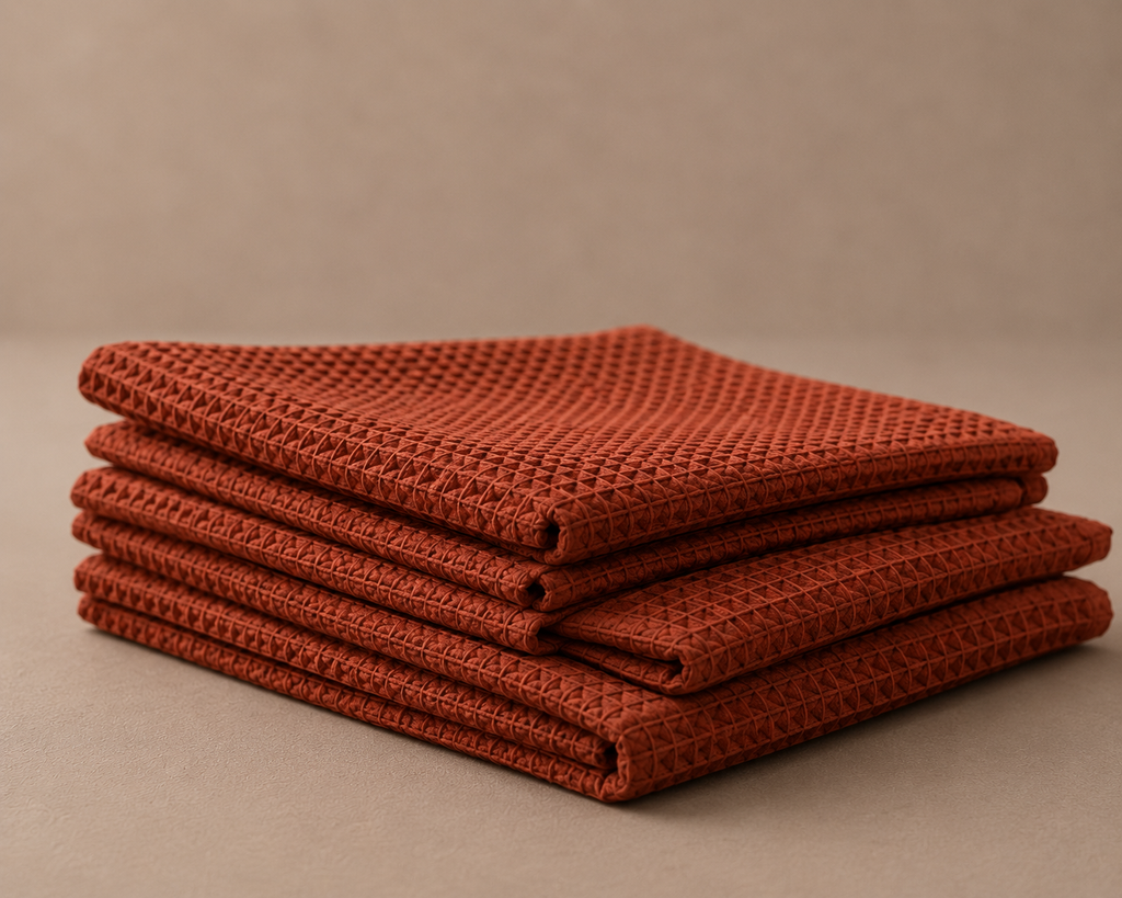 Rust Waffle Kitchen Towels