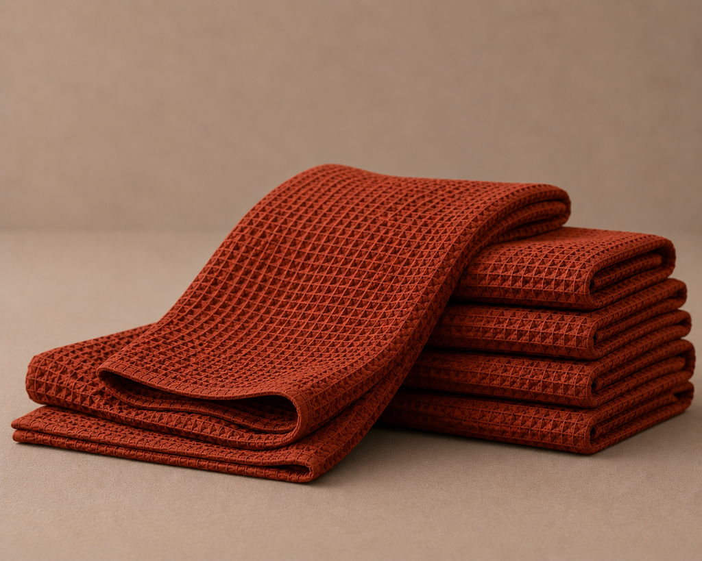 Rust Waffle Kitchen Towels