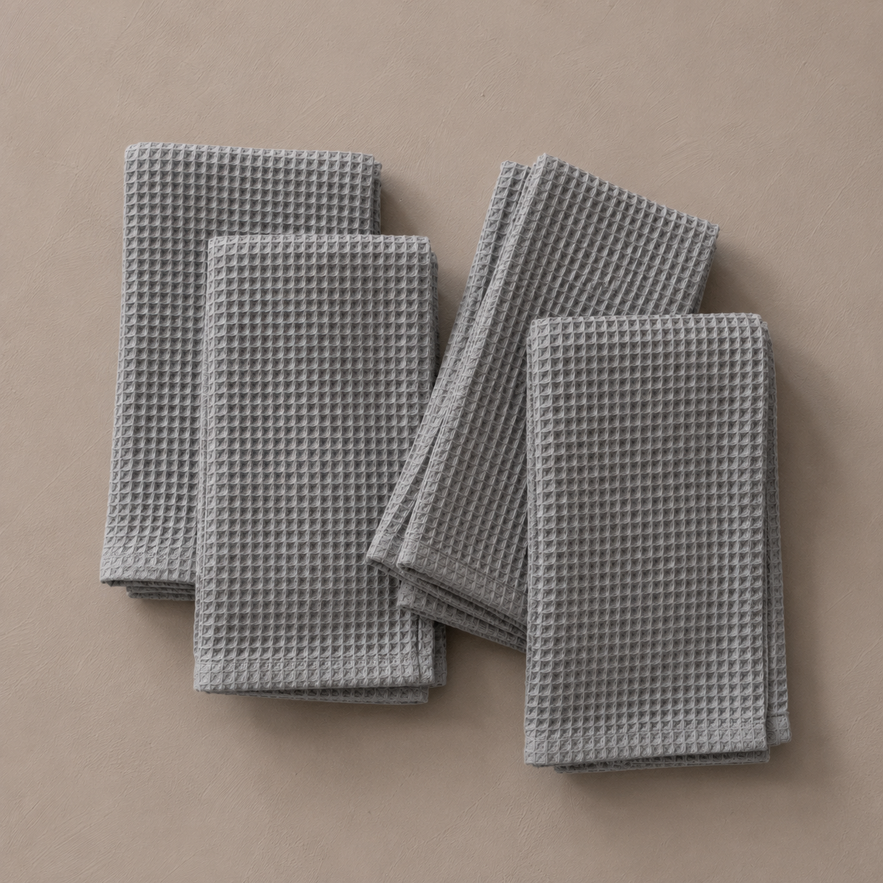 Waffle Weave Kitchen Towel Set – Dove Grey (Set of 4)