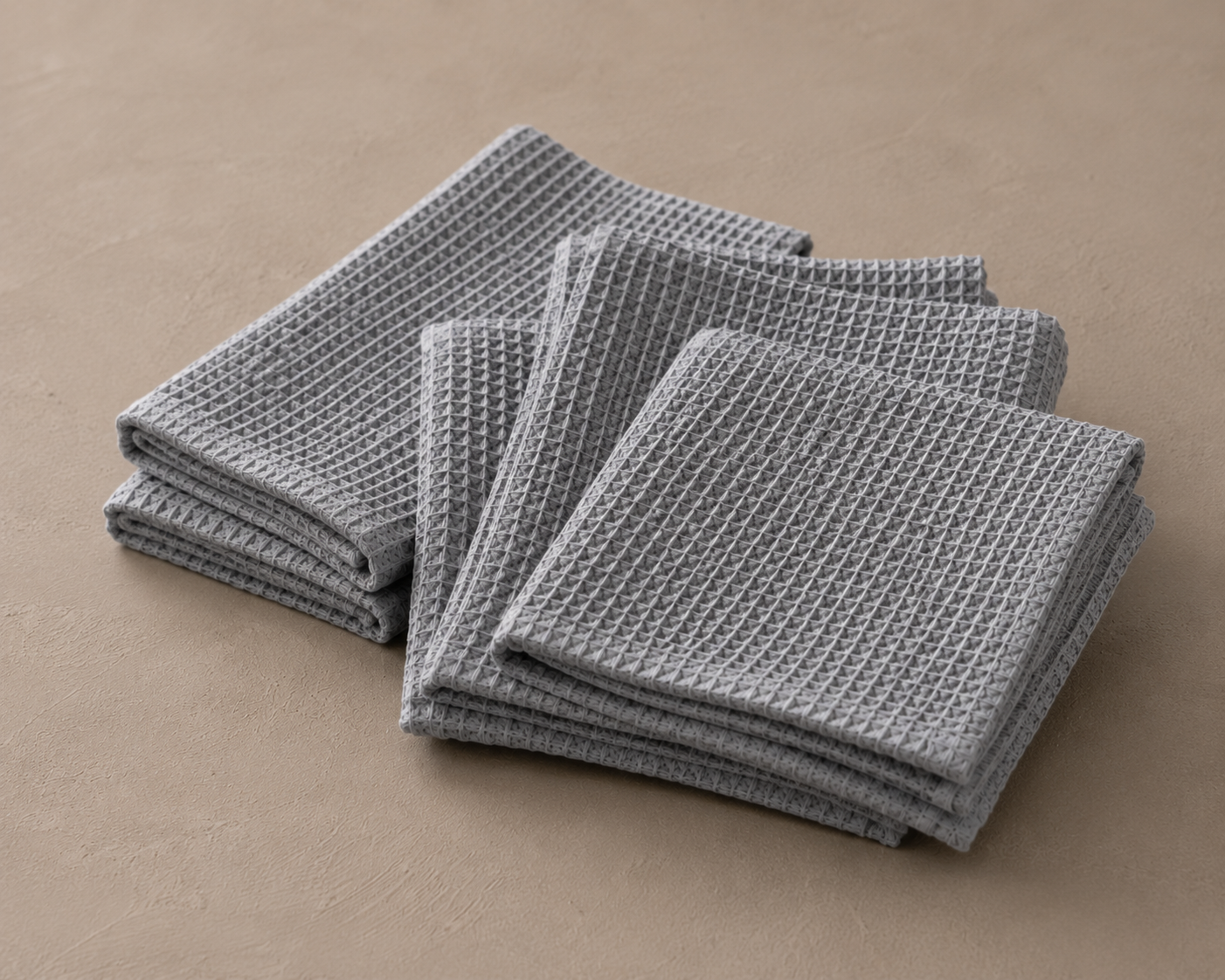 Waffle Weave Kitchen Towel Set – Dove Grey (Set of 4)