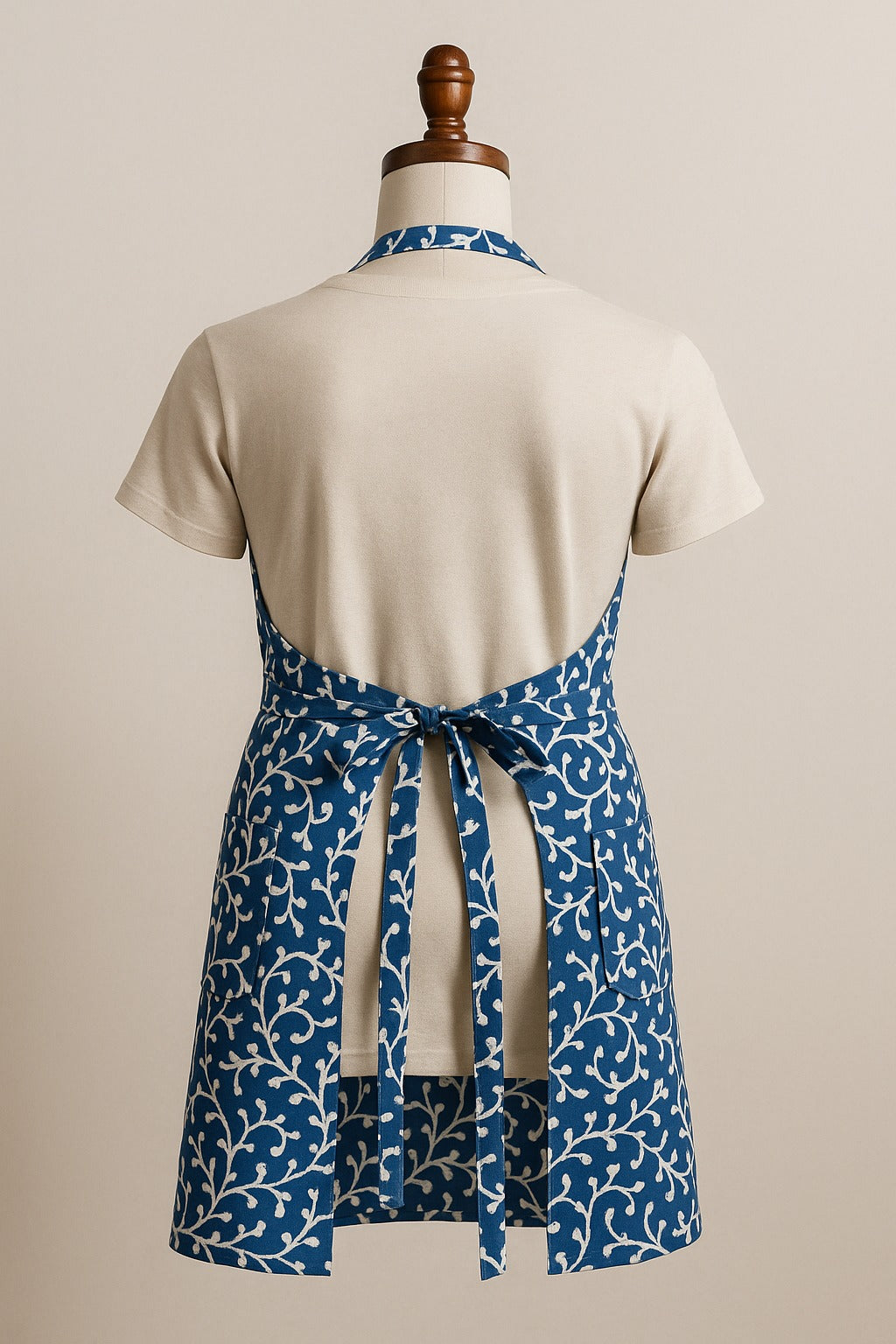The Printed Cotton Apron — Blue