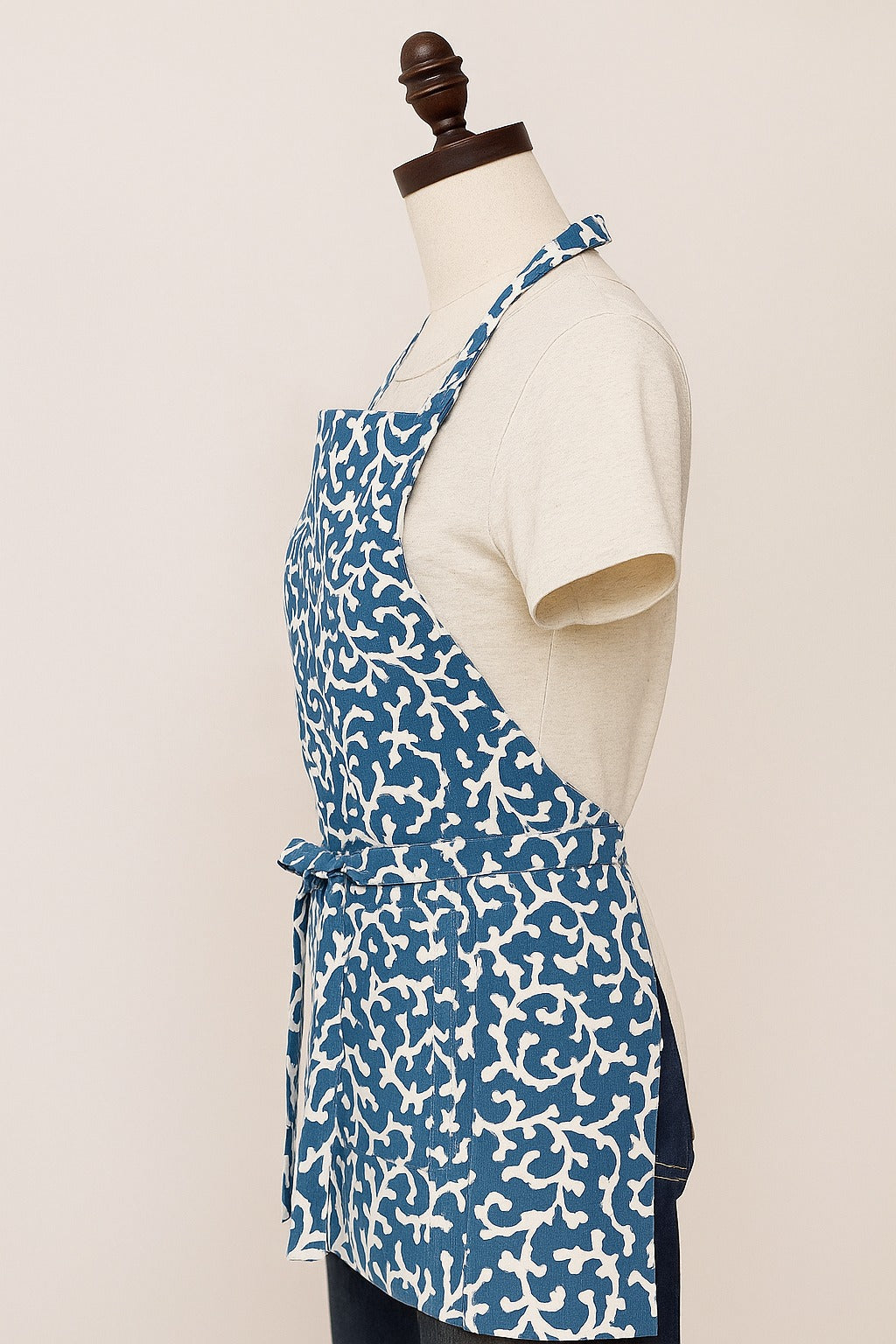 The Printed Cotton Apron — Blue
