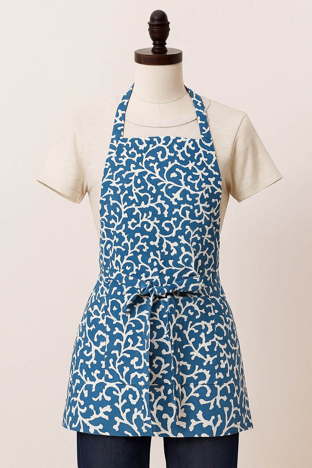 The Printed Cotton Apron — Blue
