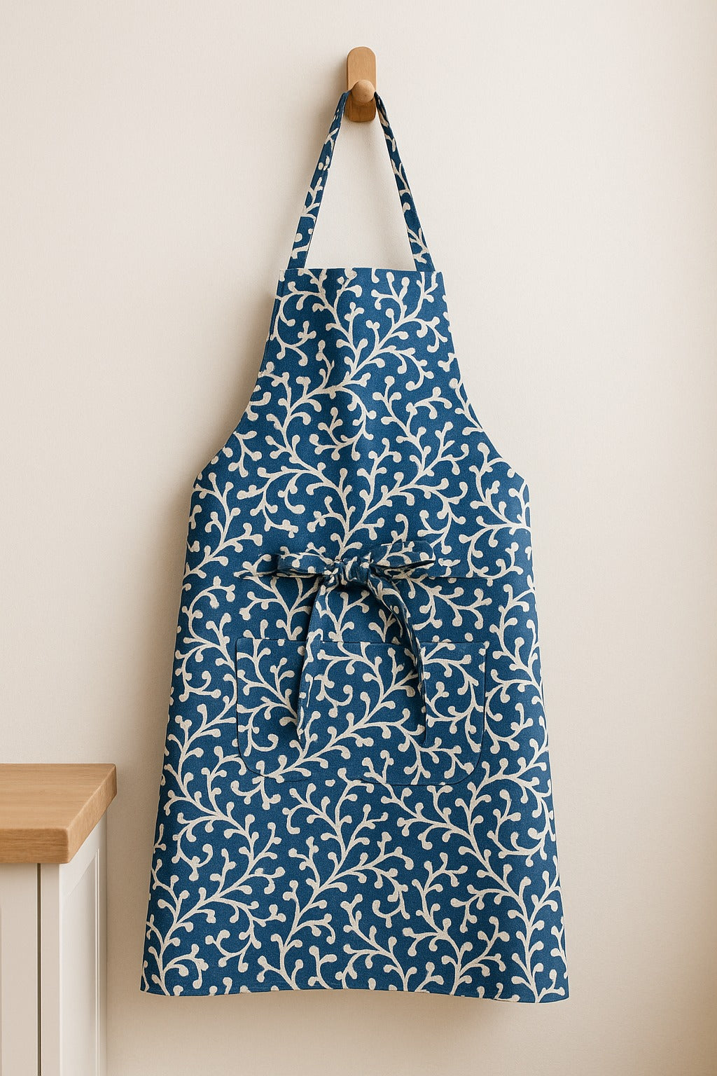 The Printed Cotton Apron — Blue