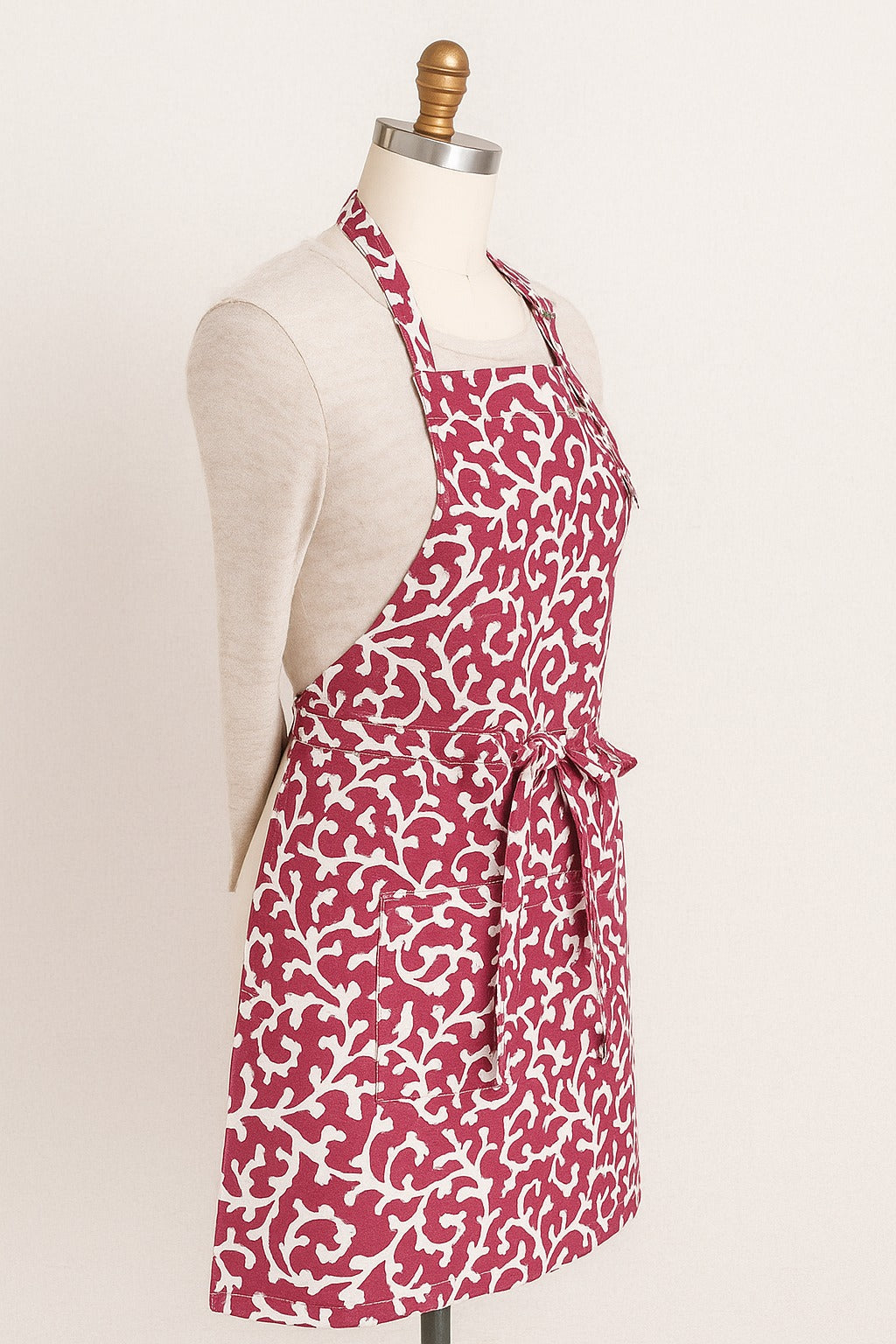 The Printed Cotton Apron — Red