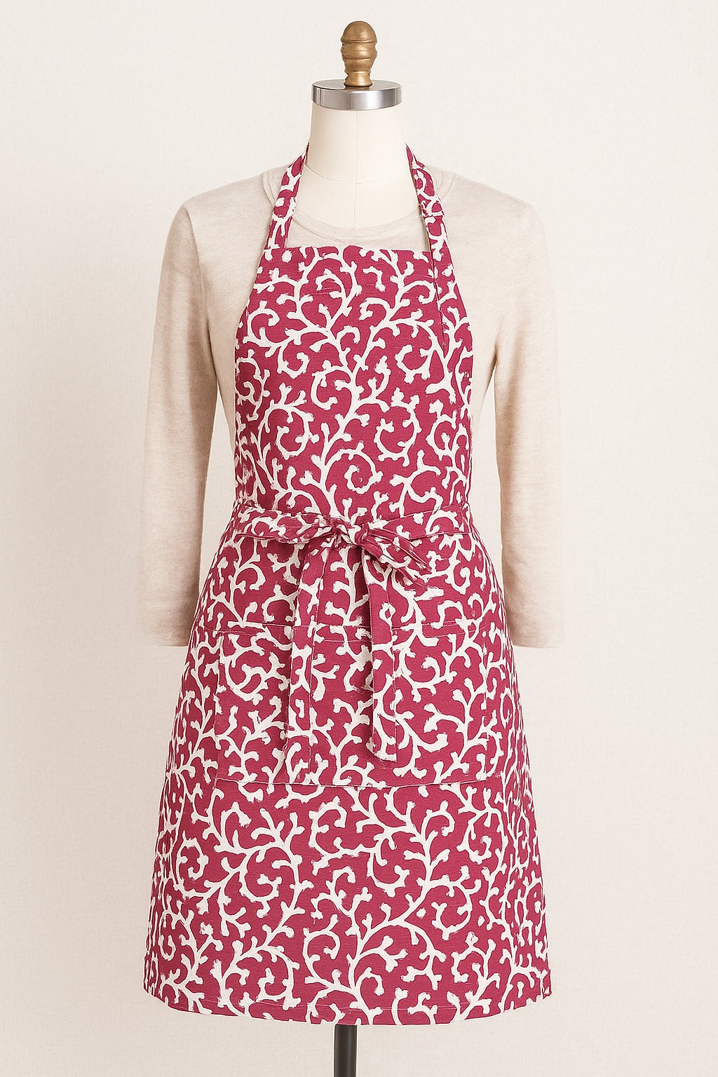 The Printed Cotton Apron — Red