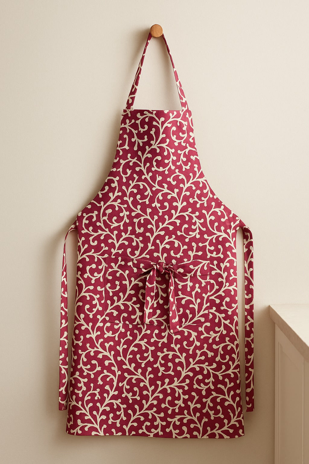 The Printed Cotton Apron — Red