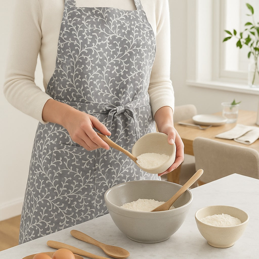 The Printed Cotton Apron — Grey