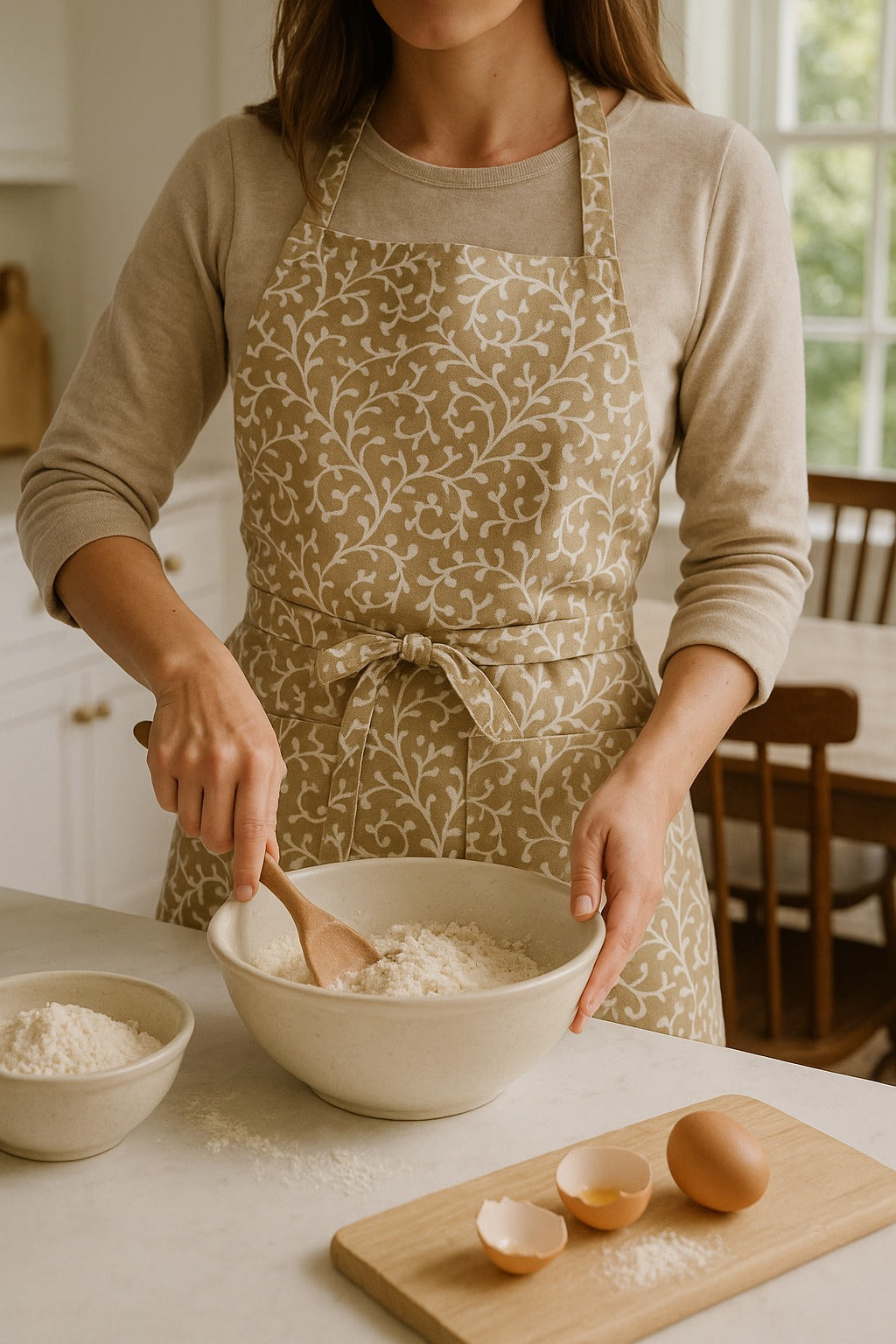 The Printed Cotton Apron — Beige