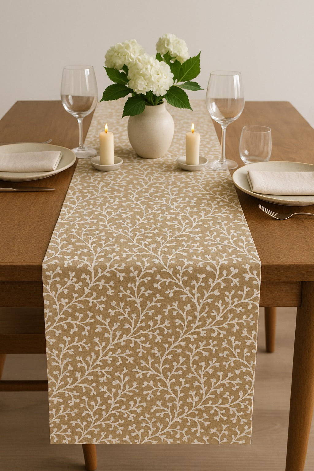 The Printed Cotton Table Runner — Beige