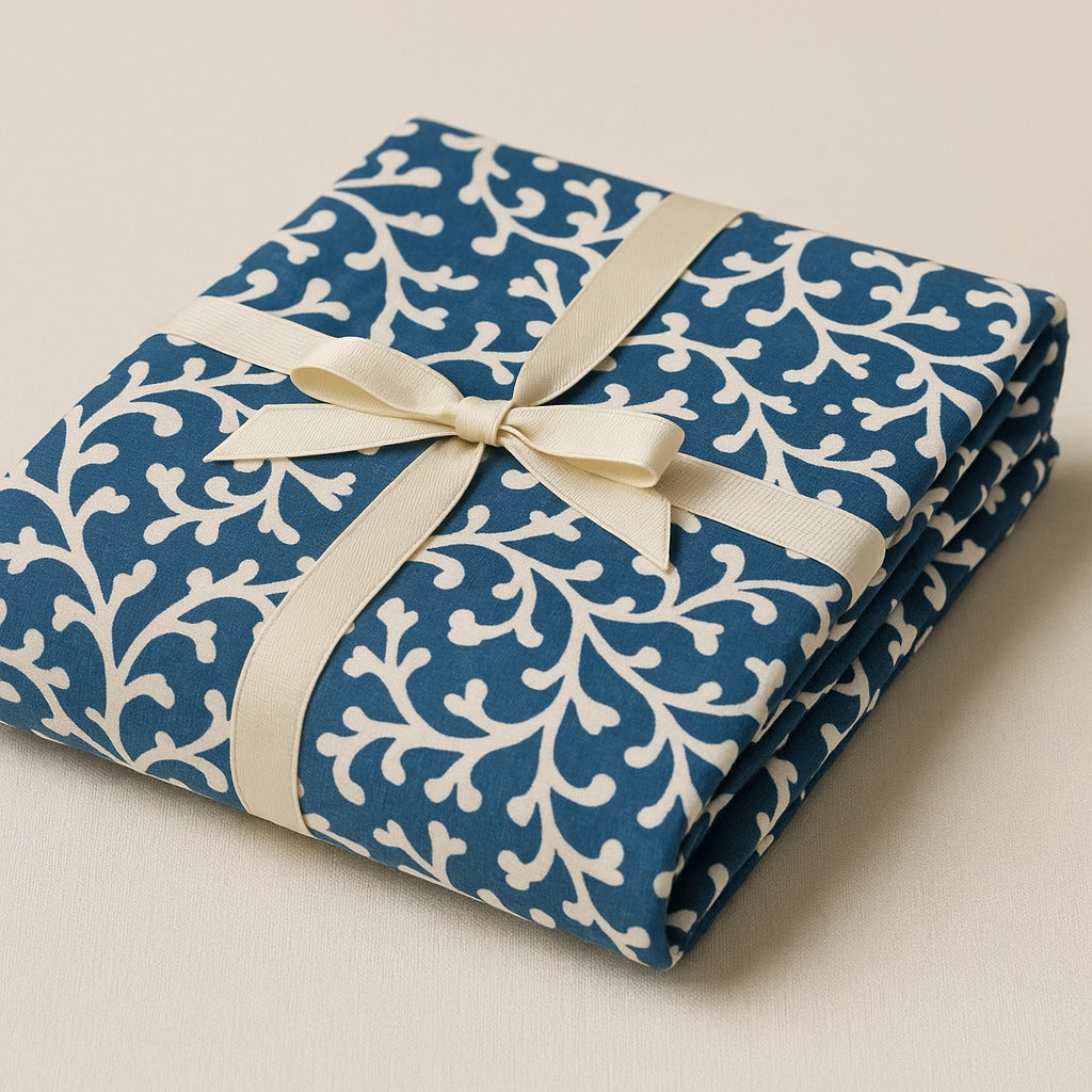 The Printed Cotton Table Cover — Blue