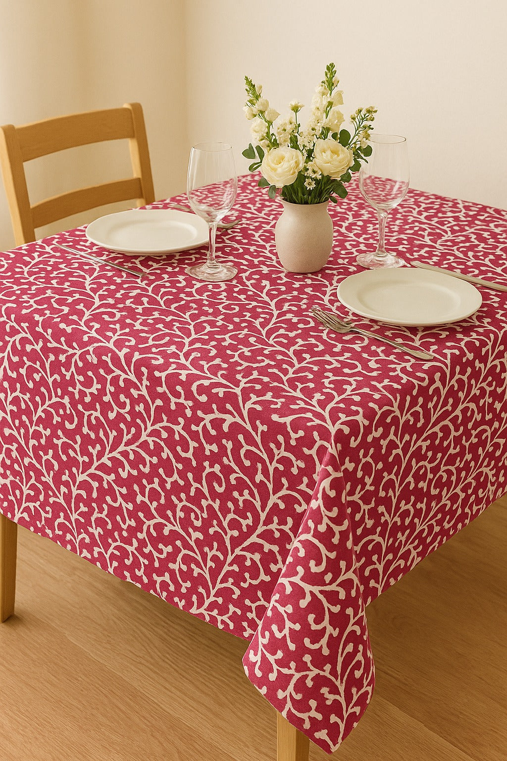 The Printed Cotton Table Cover — Red