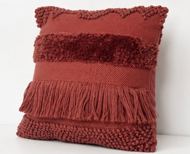 The Woven Spectrum Cushion Cover — Red