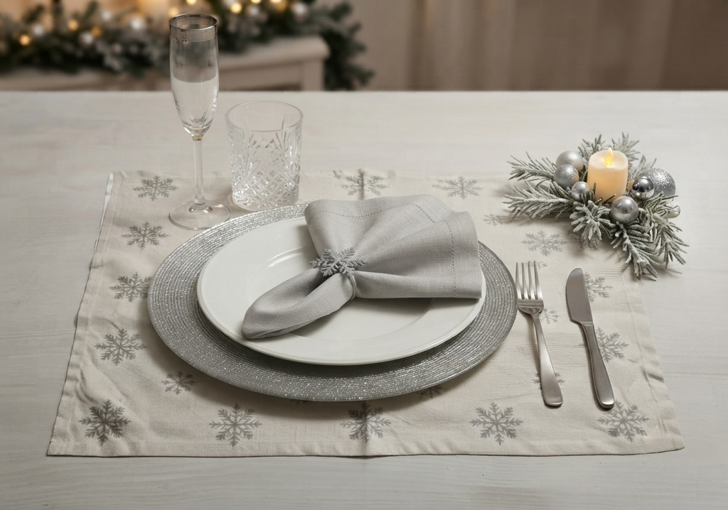 Winter Snowflake Elegance Placemat