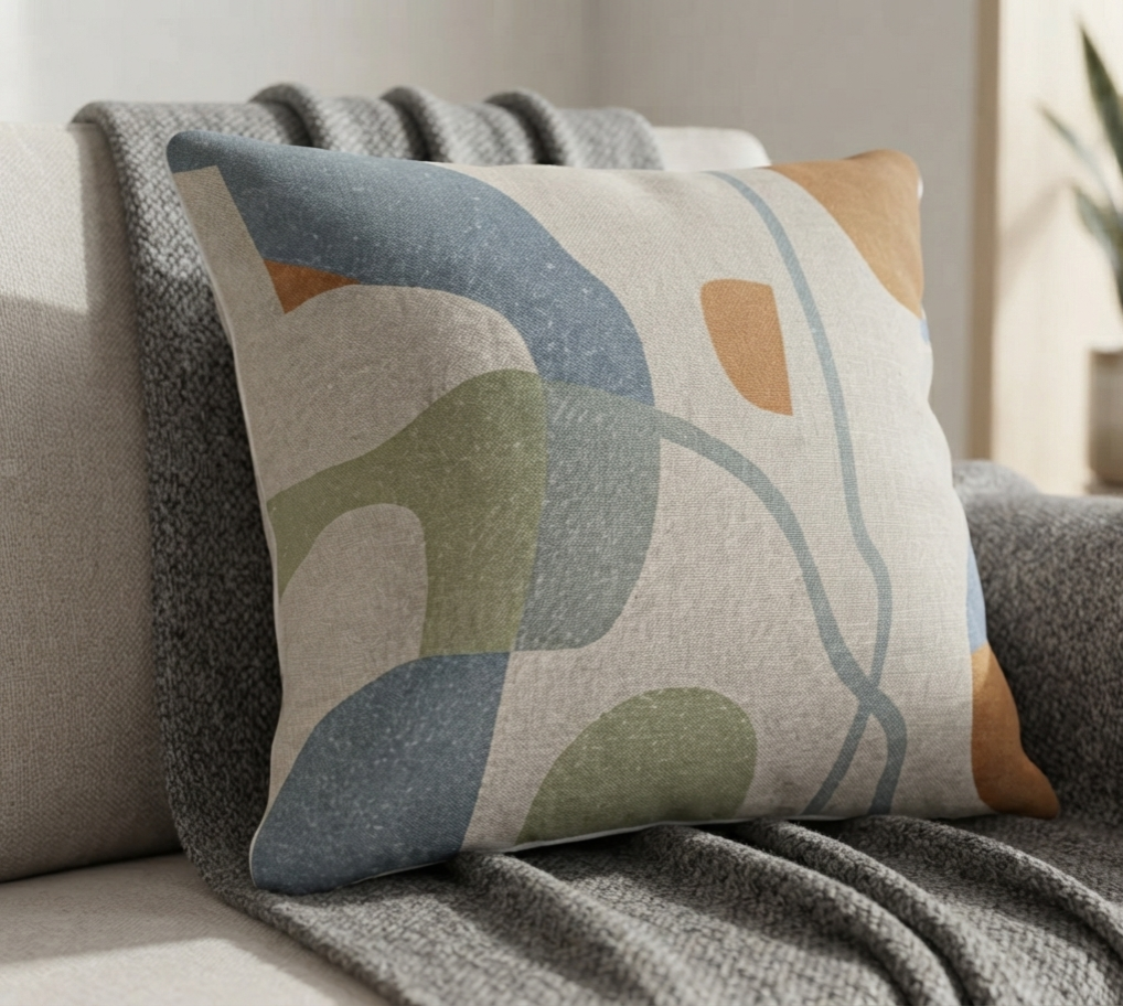 Abstract Nordic Shapes Cushion Cover