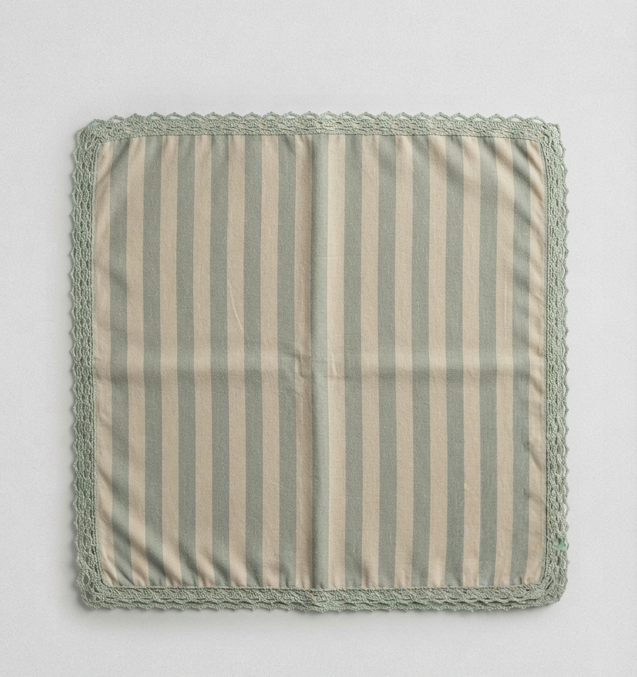 Sage Stripe Lace Napkin Set – Set of 6