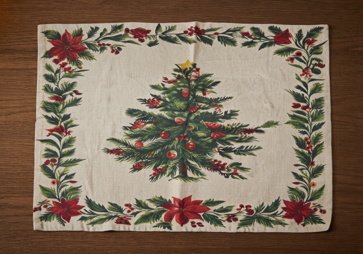 Traditional Christmas Poinsettia Placemat