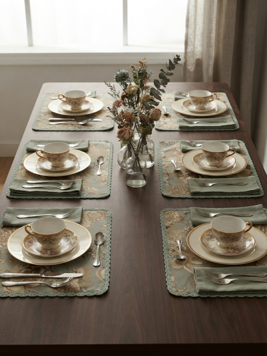 Vintage Bloom Floral Placemat Set of 6 – Sage & Sand