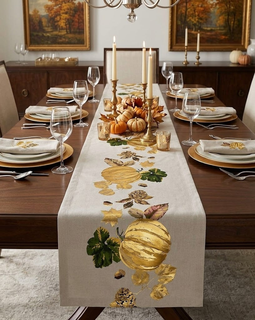 Golden Harvest Pumpkin Table Runner