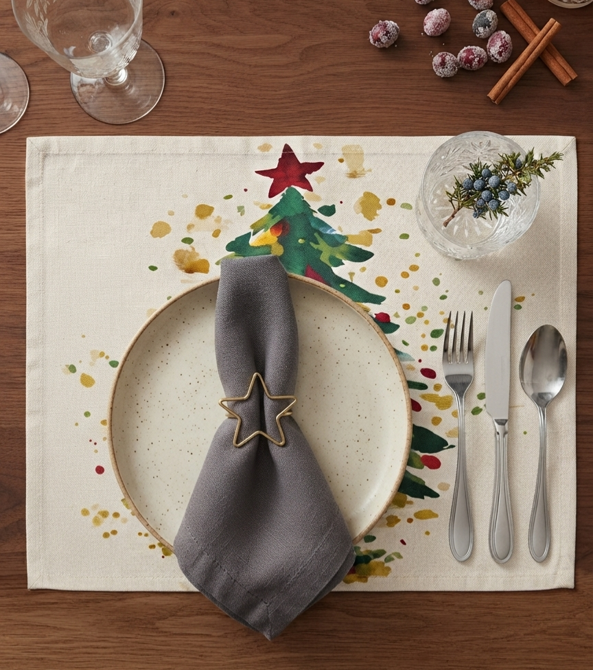 Watercolor Christmas Tree Placemat