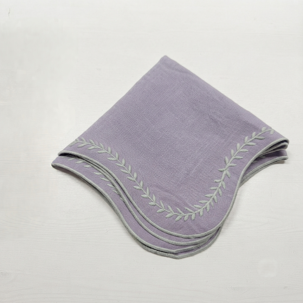 Grey Embroidered Napkin Set of 6