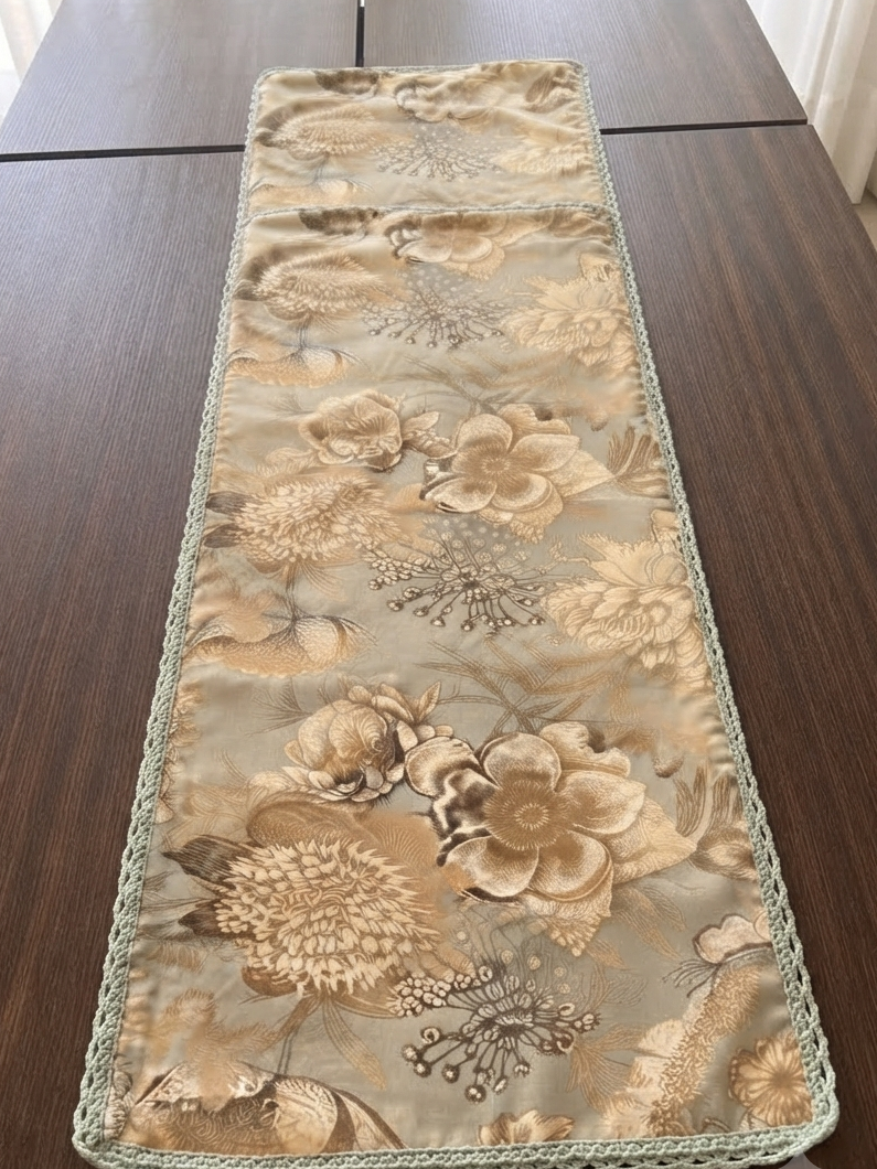 Vintage Bloom Floral Table Runner – Sage & Sand
