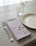 Wildflower Embroidered Linen Napkin Set of 6 – Grey