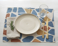 Blue & Terracotta Geometric Cotton Placemat