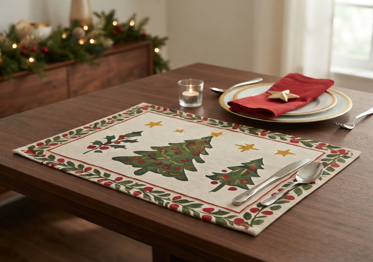 Holly Christmas Garden Placemat