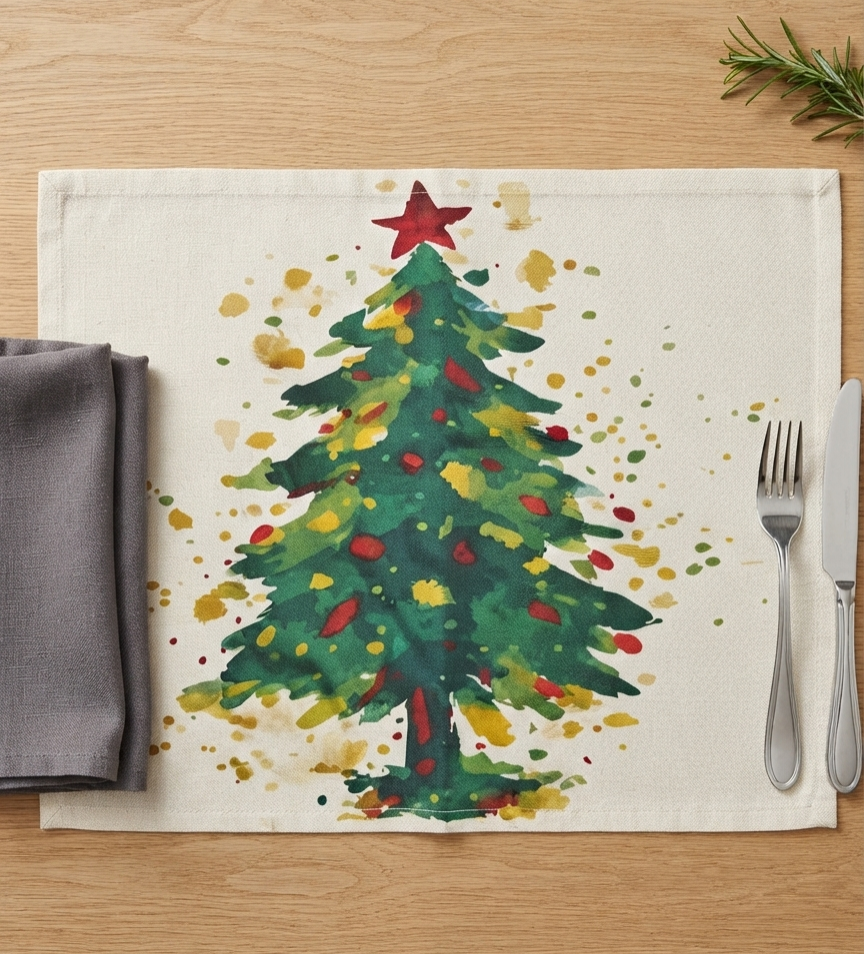 Watercolor Christmas Tree Placemat