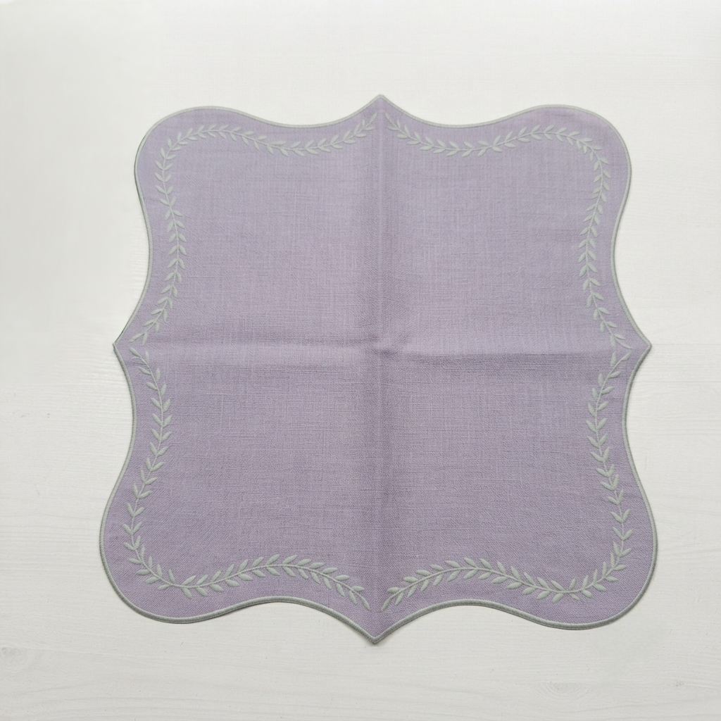 Grey Embroidered Napkin Set of 6